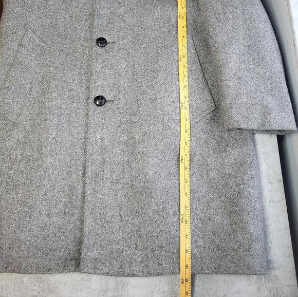 Vintage Botany 500 Gray Fleece Lined Wool Trench Coat Button Up Overcoat Pockets - Picture 14 of 16